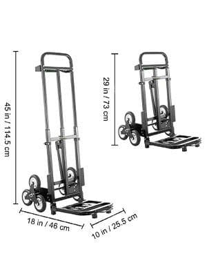 210kg last hopfällbar trappklättervagn med reservhjul, hållbar konstruktion, stabil drift, ergonomisk design, lätt att använda/förvara