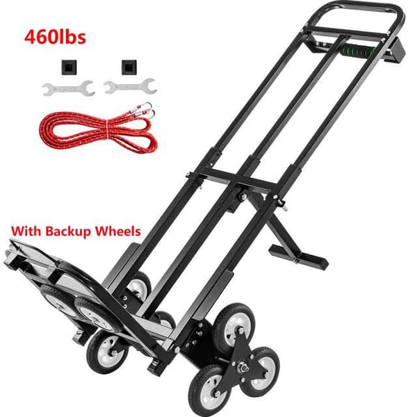 210kg last hopfällbar trappklättervagn med reservhjul, hållbar konstruktion, stabil drift, ergonomisk design, lätt att använda/förvara