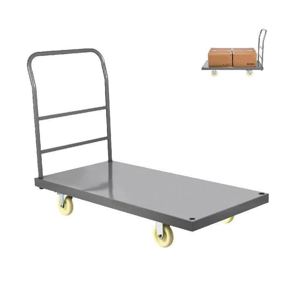2000lbs kapacitet rullande plattform handvagn med 120x61cm däck, 4st 125mm svängbara hjul, avtagbart handtag, portabel design