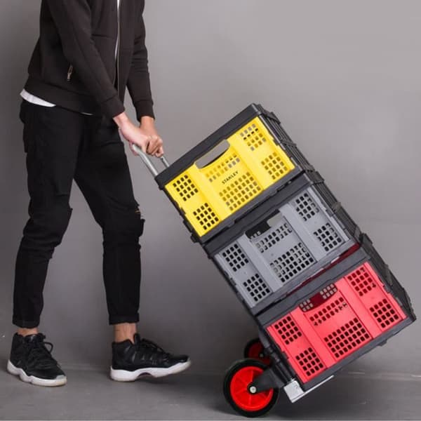 XMTECH Fällbar handtruck - Transportvagn Maximal belastning 80 kg Stålhanteringsvagn med 2-hjulig hopfällbar handtruck