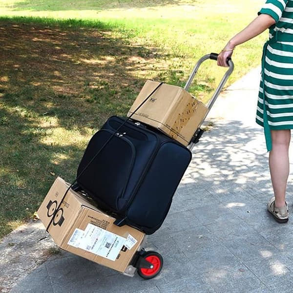 XMTECH Fällbar handtruck - Transportvagn Maximal belastning 80 kg Stålhanteringsvagn med 2-hjulig hopfällbar handtruck