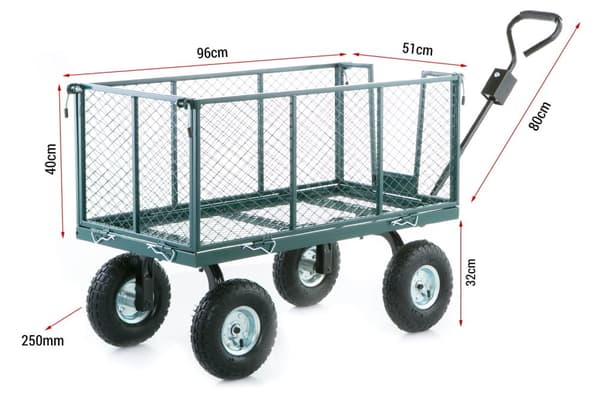 Havetrailer - vogn - med aftagelig pose - op til 450 kg - grøn