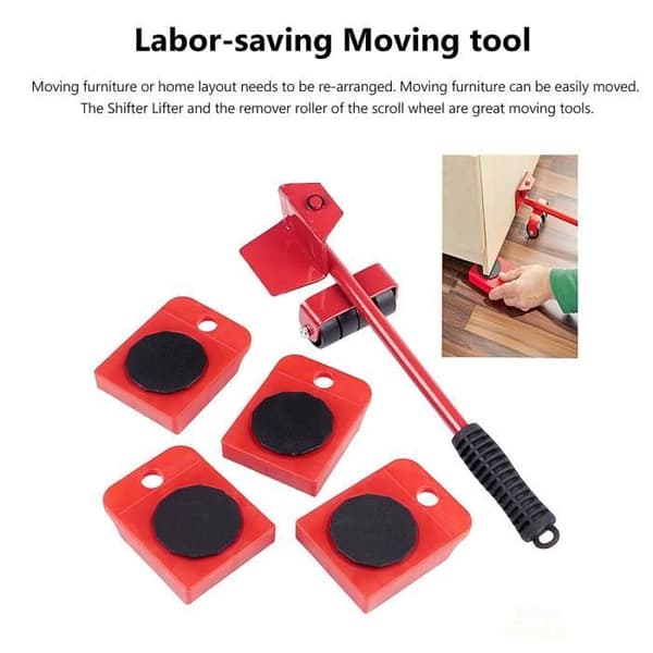 Möbelflyttningstransportset 4 Roller Mover + 1 handhjul Hushållsverktygsset