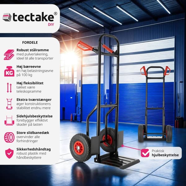 Sækkevogn 100 kg. belastning - sort