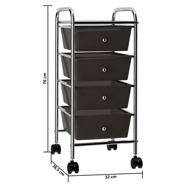 The Living Store Förvaringsvagn 4 lådor svart plast -  Dollies & vagnar