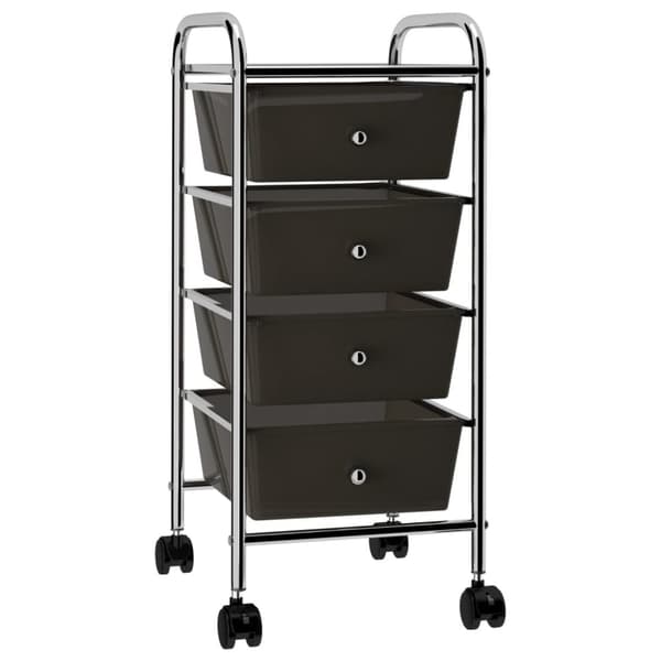The Living Store Förvaringsvagn 4 lådor svart plast -  Dollies & vagnar