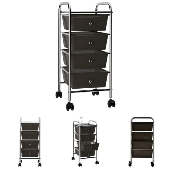 The Living Store Förvaringsvagn 4 lådor svart plast -  Dollies & vagnar