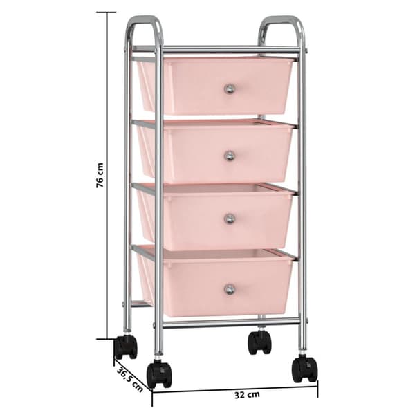 Sækkevogne og pakkevogne - Living rullebord med 4 skuffer plastik pink