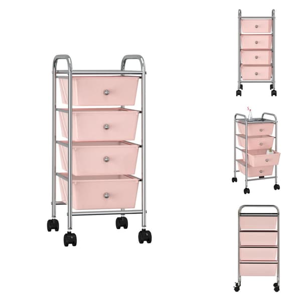 Sækkevogne og pakkevogne - Living rullebord med 4 skuffer plastik pink