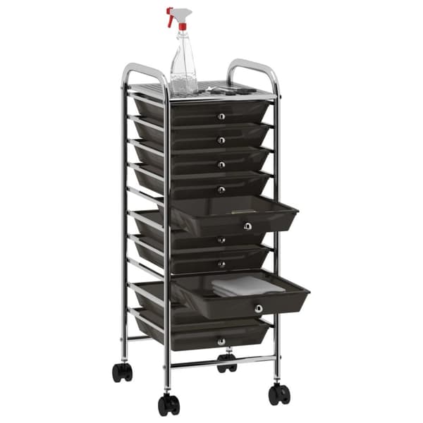 Rullebord med 10 skuffer plastik sort - Opbevaringsbord - Opbevaringsborde - Home & Living