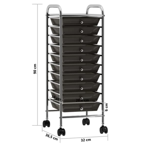 Rullebord med 10 skuffer plastik sort - Opbevaringsbord - Opbevaringsborde - Home & Living