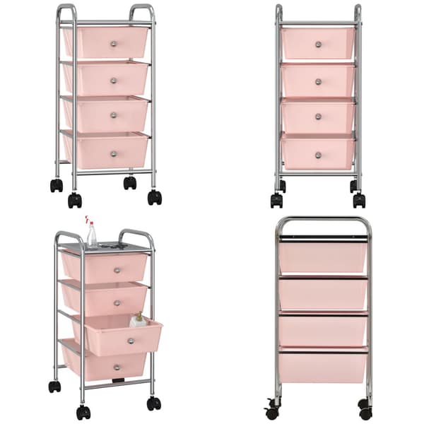 Förvaringsvagn 4 lådor rosa plast - Förvaringsvagn - Förvaringsvagnar - Home & Living