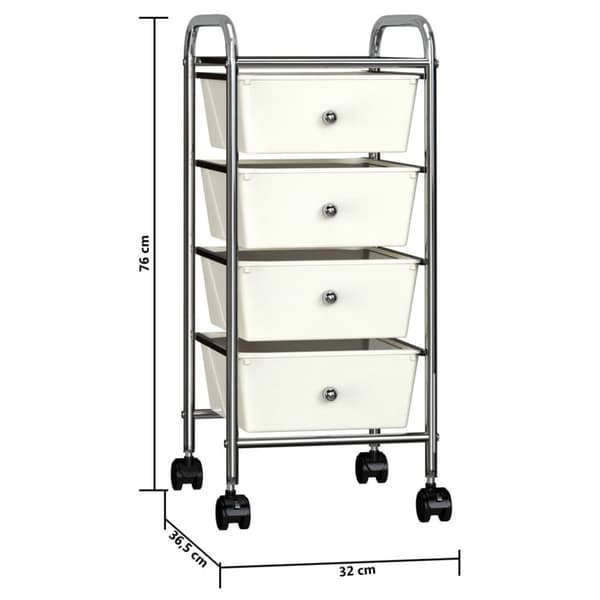 Rullebord med 4 skuffer plastik hvid - Opbevaringsbord - Opbevaringsborde - Home & Living