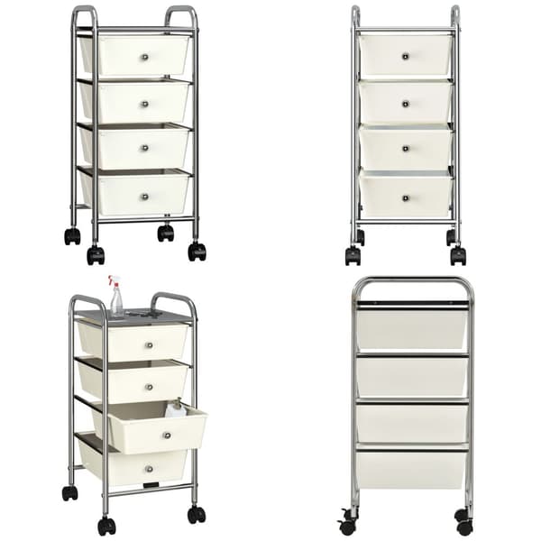 Rullebord med 4 skuffer plastik hvid - Opbevaringsbord - Opbevaringsborde - Home & Living