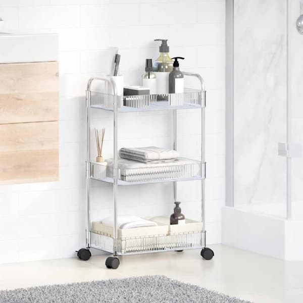 vidaXL Förvaringsvagn 3-vånings transparent 37x28x68 cm akryl