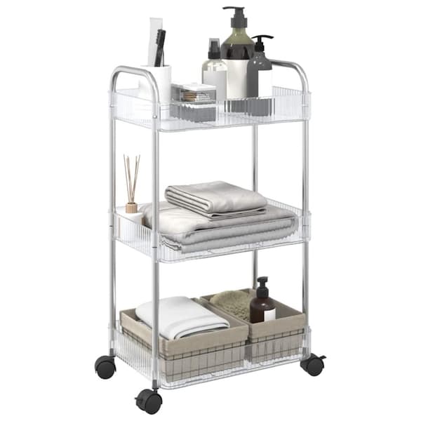 vidaXL opbevaringsvogn i 3 niveauer transparent 37x28x68 cm akryl