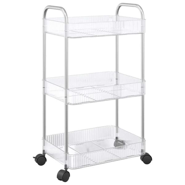 vidaXL opbevaringsvogn i 3 niveauer transparent 37x28x68 cm akryl