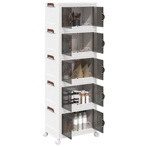 vidaXL Oppbevaringsboks stablebar med hjul 5-lags 28 L 48,5x29,5x139cm