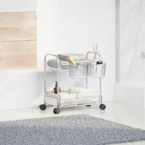 vidaXL opbevaringsvogn i 2 niveauer transparent 37x28x43,5 cm akryl