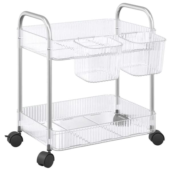 vidaXL opbevaringsvogn i 2 niveauer transparent 37x28x43,5 cm akryl
