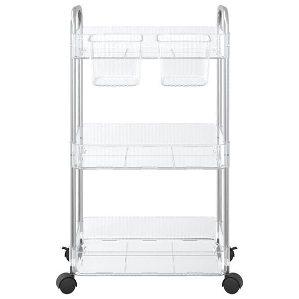 vidaXL opbevaringsvogn i 3 niveauer transparent 37x28x68 cm akryl