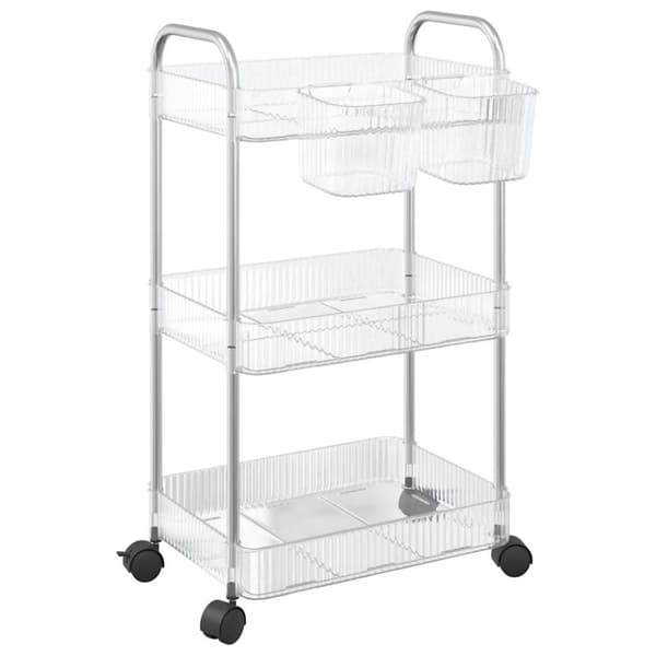 vidaXL opbevaringsvogn i 3 niveauer transparent 37x28x68 cm akryl