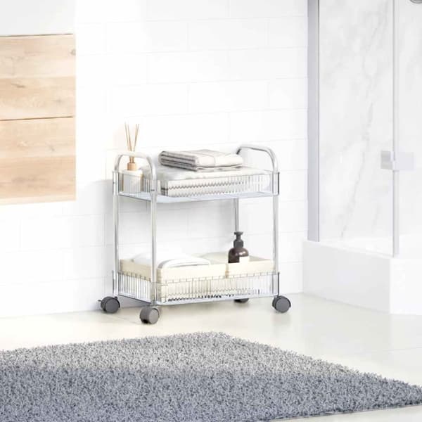 vidaXL opbevaringsvogn i 2 niveauer transparent 37x28x43,5 cm akryl
