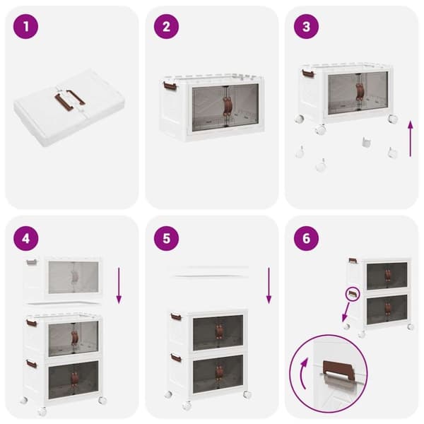 vidaXL Stabelbar opbevaringskasse med hjul 2-etagers 75 L 64x40x76 cm