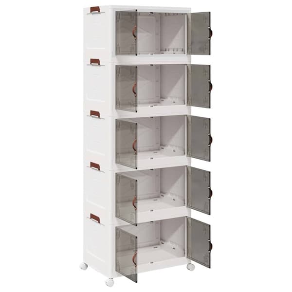 vidaXL Oppbevaringsboks stablebar med hjul 5-lags 75 L 64x40x179 cm