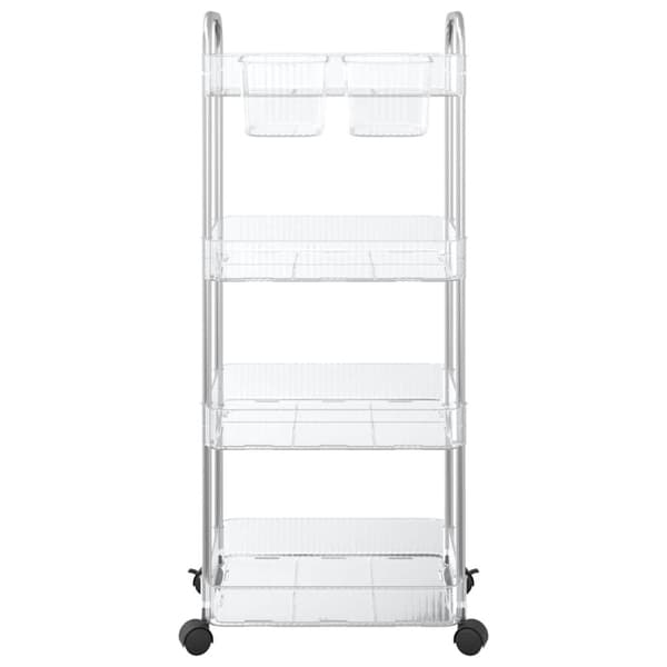 vidaXL Förvaringsvagn 4-vånings transparent 37x28x95 cm akryl
