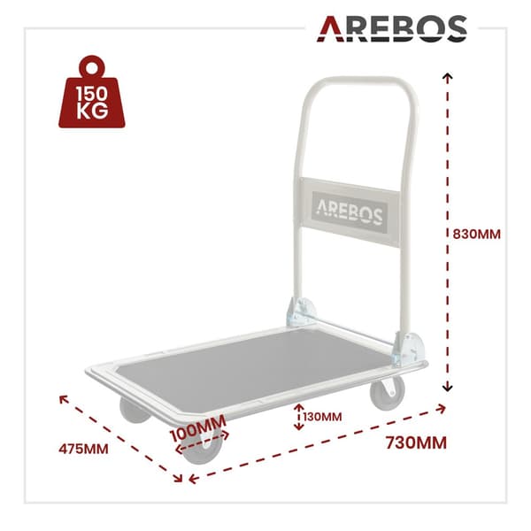Platformsvogn 150 kg sort-creme