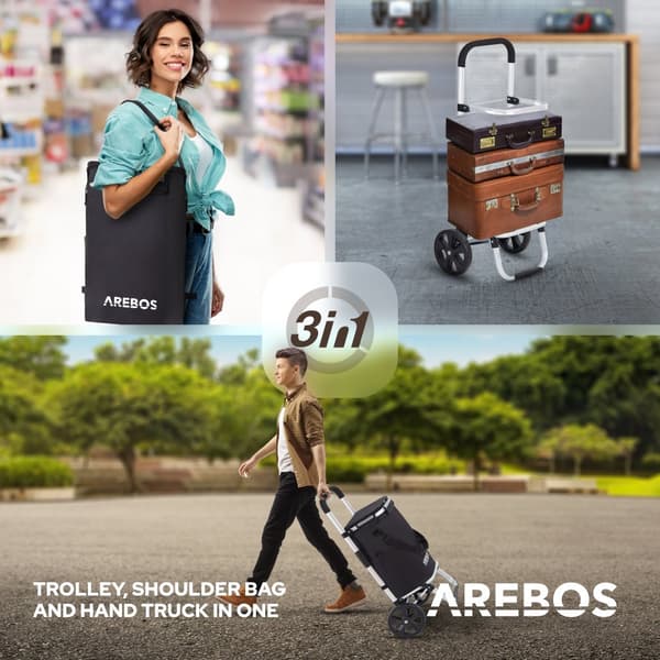 3-i-1 indkøbsvogn sort