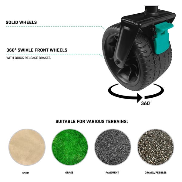 VONROC Hopfällbar skrinda med sits – 2-i-1 vagn och bänk – 120 kg – 115 L – Svart