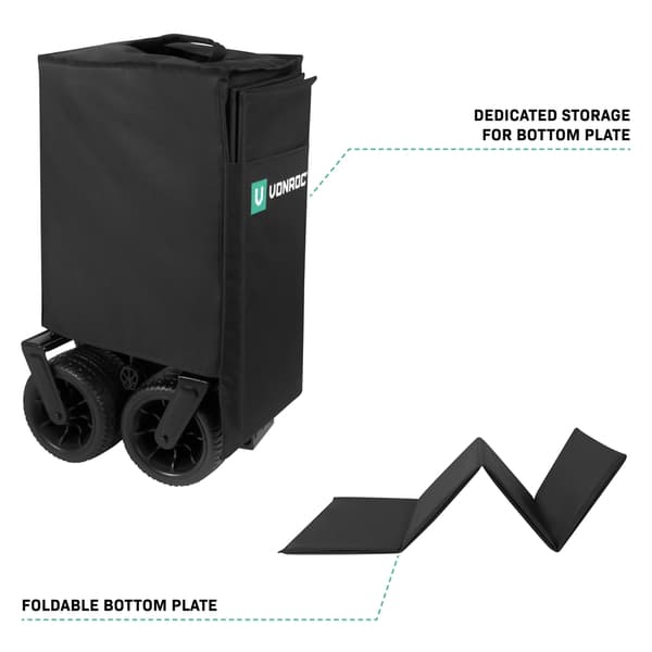 VONROC Trækvogn - XL - Vogn – Foldbar – 80 kg Kapacitet – 200 l | Sort