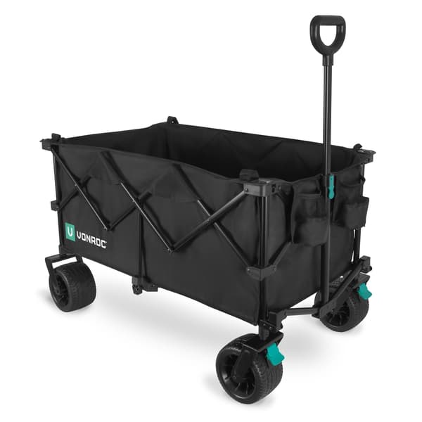 VONROC Trækvogn - XL - Vogn – Foldbar – 80 kg Kapacitet – 200 l | Sort