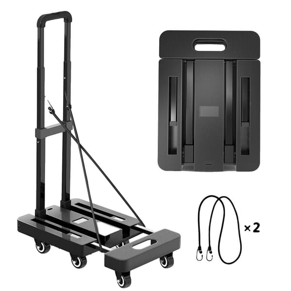 Sammenklappelig Cargo Trolley, 227 kg Belastningsevne, Kompakt Design,sort