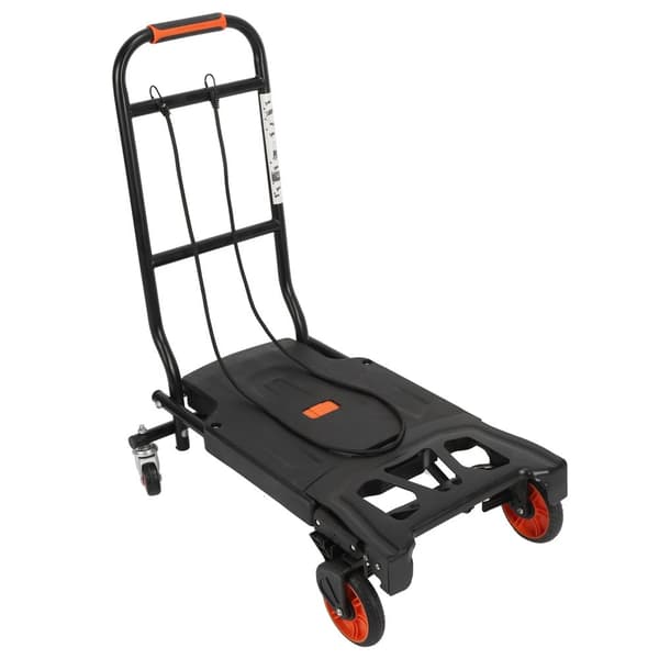 Bærbar Flad Trailer, 180 kg Lastkapacitet, Multifunktionel Sammenklappelig Design, Inkluderer 2 Stropper