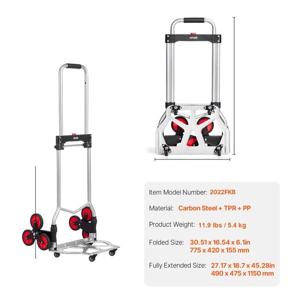 Fällbar Handtruck, 260 lbs Lastkapacitet, Teleskophandtag,260 pund