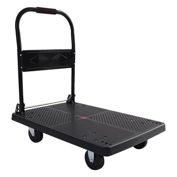 Plattformvagn, 360° roterande tysta hjul, 400 kg lastkapacitet, hopfällbar design,svart