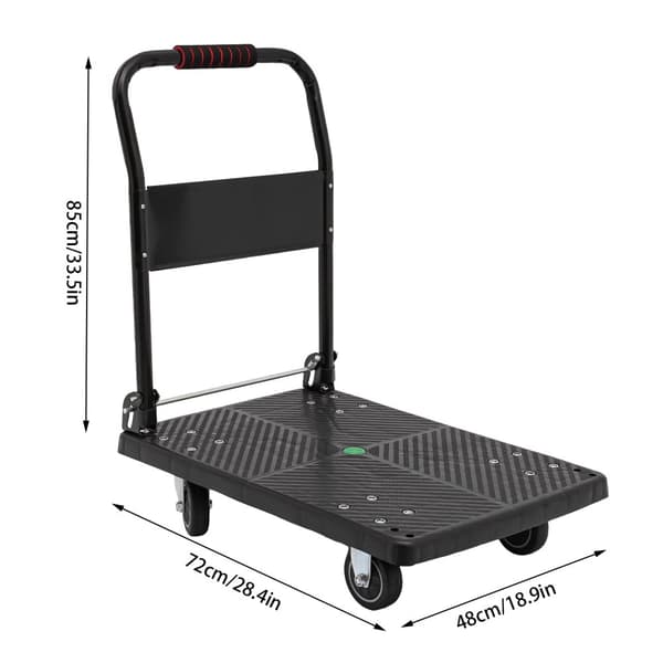 Sammenklappelig håndvogn, tung belastning, 150 kg kapacitet, 10 cm hjul,sort