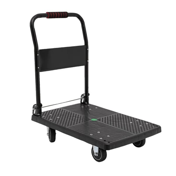 Sammenklappelig håndvogn, tung belastning, 150 kg kapacitet, 10 cm hjul,sort