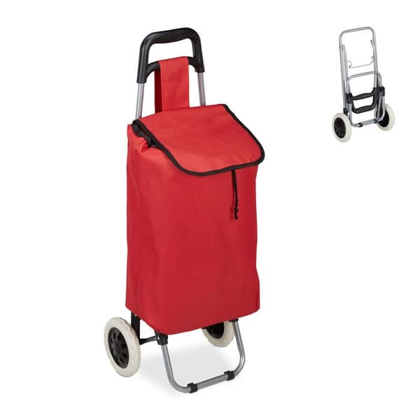Relaxdays Handvagn, hopfällbar, 25 L shoppingväska med hjul, lastbar upp till 10 kg, 91 x 40 x 30 cm, röd