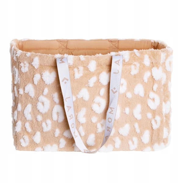SHOPPER BAG Shoppingväska Beige Prickar Plysch Stor FÖR GÅVA Dam MORAJ