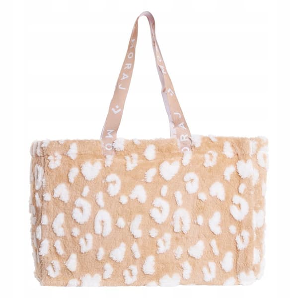 SHOPPER BAG Shoppingväska Beige Prickar Plysch Stor FÖR GÅVA Dam MORAJ