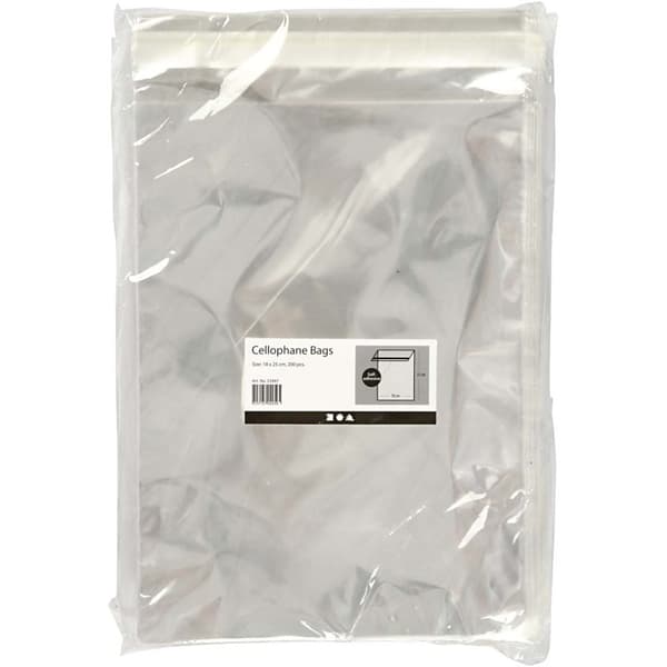 Cellofanposer, H: 25,3 cm, B: 18 cm, tykkelse 25 my, 200 stk./ 1 pk.