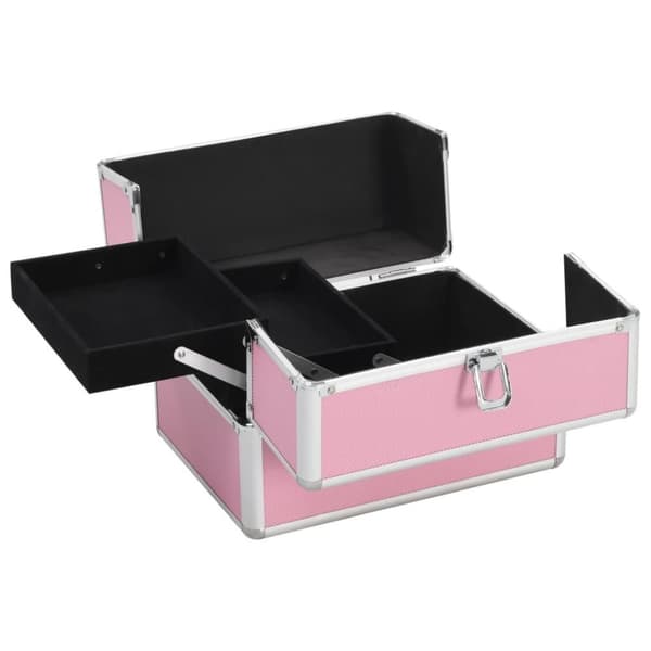 vidaXL Meikkikotelo 22x30x21 cm pinkki alumiini