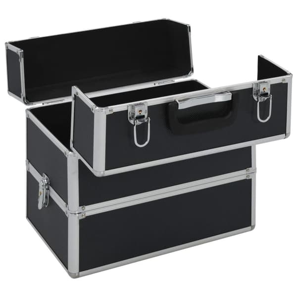 vidaXL makeupkuffert 37 x 24 x 35 cm sort aluminium