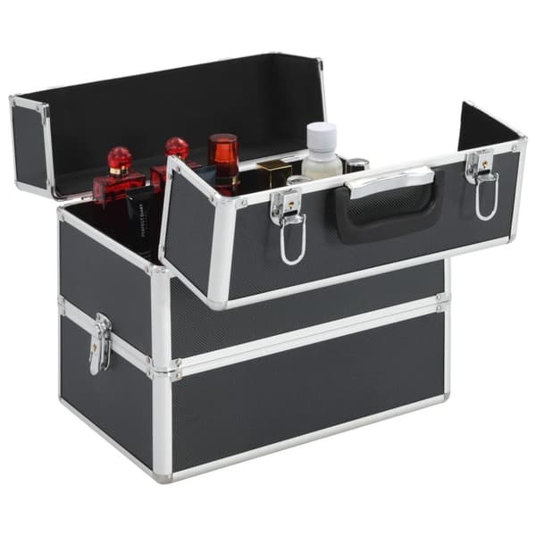 vidaXL makeupkuffert 37 x 24 x 35 cm sort aluminium