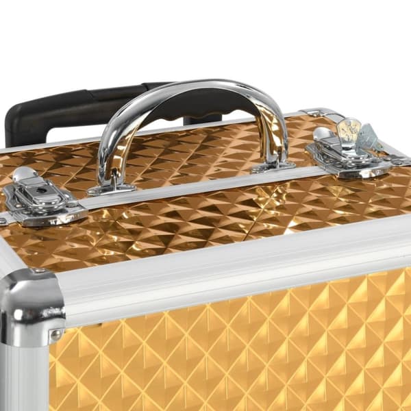 vidaXL makeupkuffert 35 x 29 x 45 cm aluminium guldfarvet