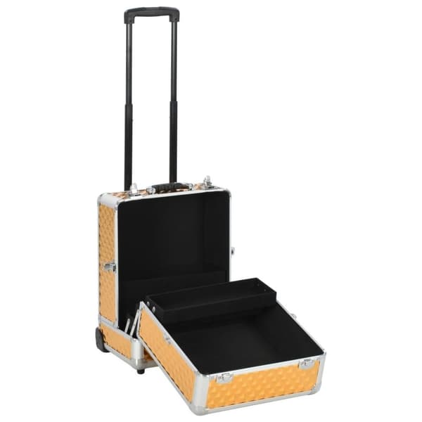vidaXL makeupkuffert 35 x 29 x 45 cm aluminium guldfarvet